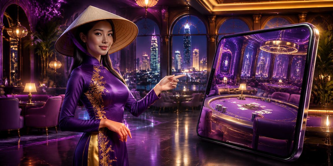 Người chơi Việt Nam thưởng thức trò chơi bài trực tuyến với nón lá truyền thống